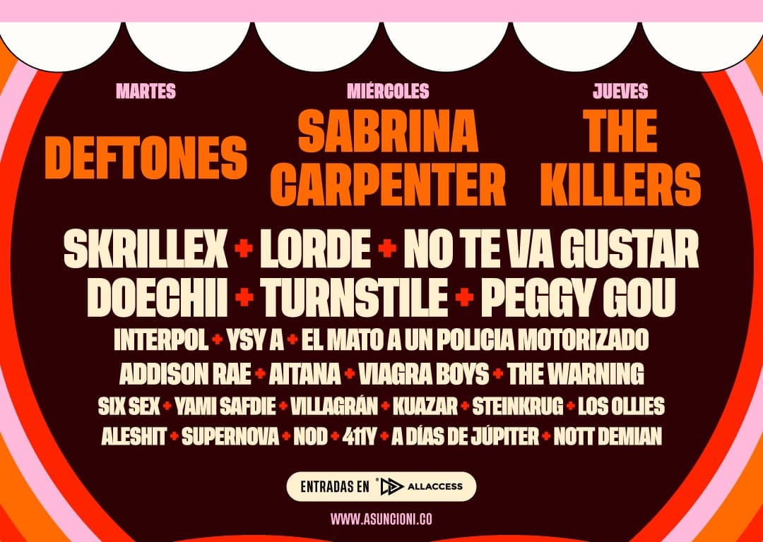 Asuncionico 2026 arranca hoy con Deftones y Skrillex